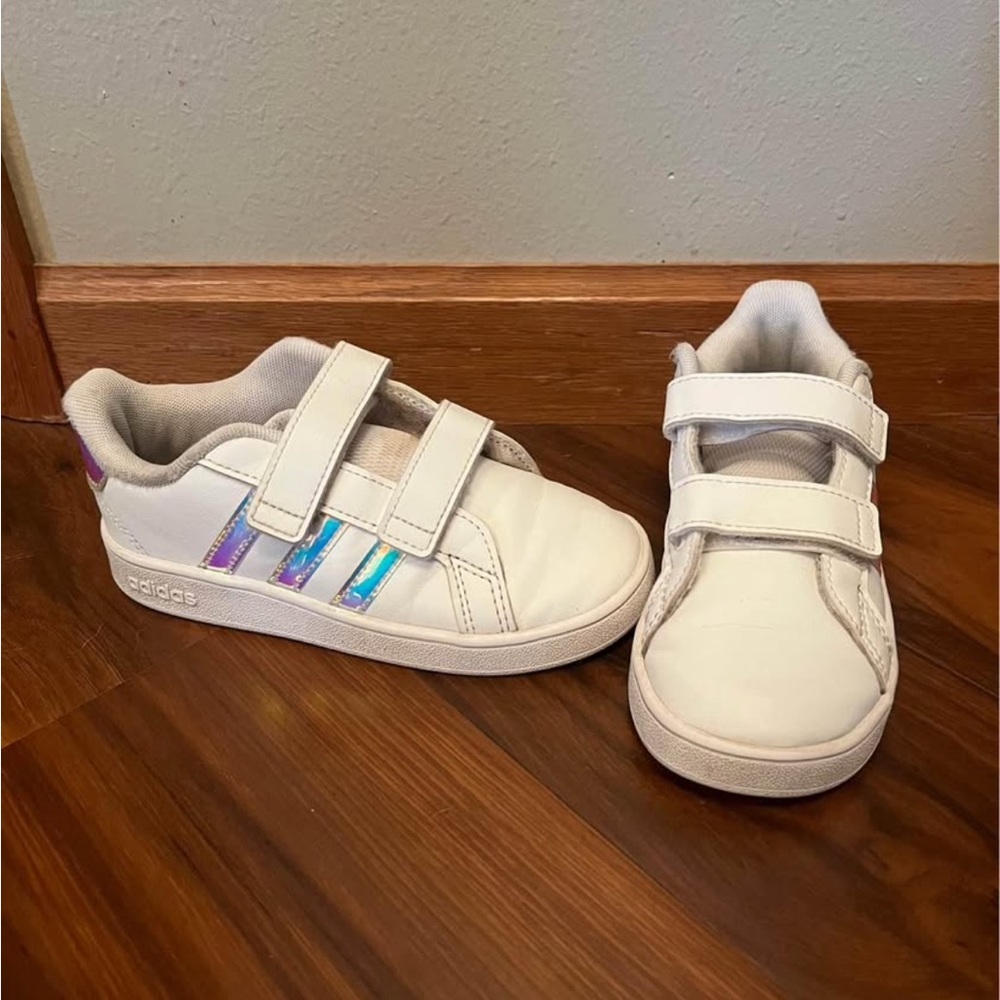 Adidas Kids Sneakers with White and Iridescent Accents